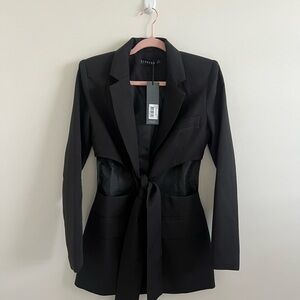 Lioness Black Women's Blazer with Tie Detail